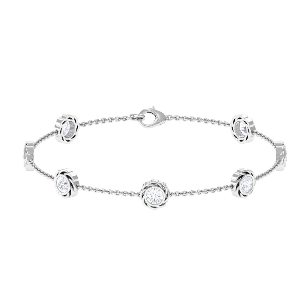 Floral Station Chain Bracelet with Lab Grown Diamond Lab Grown Diamond - ( EF-VS ) - Color and Clarity - Vibrant Grown Labs