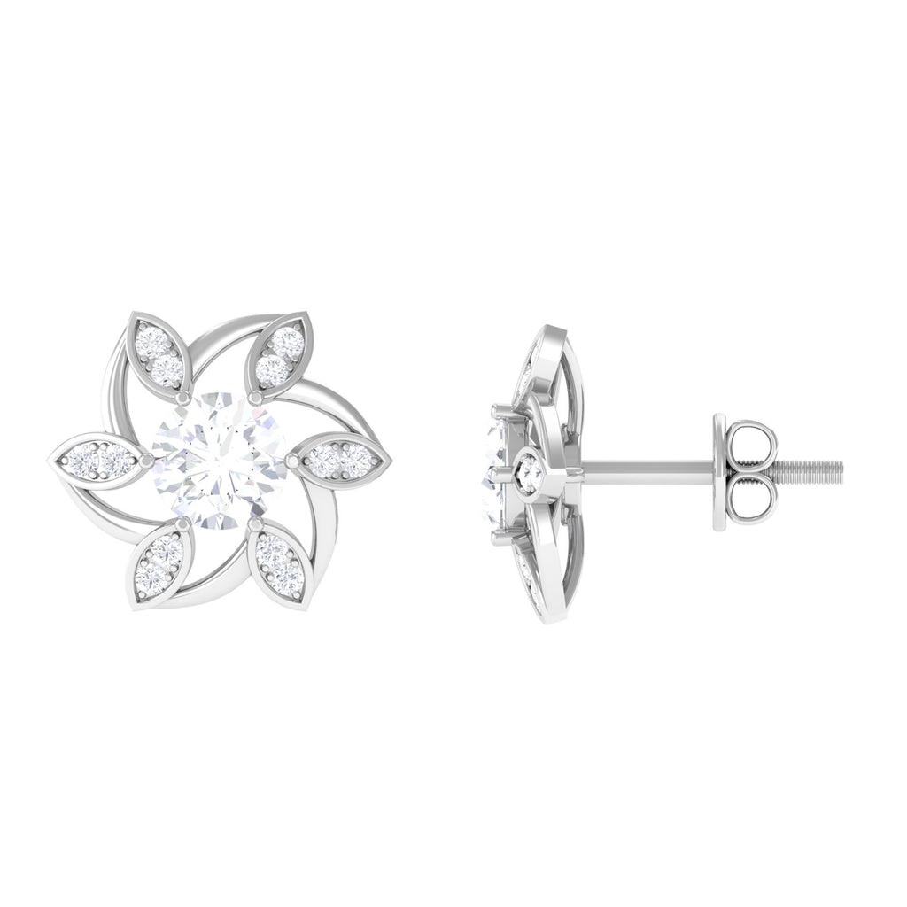 Lab Grown Diamond Floral Stud Earrings Lab Grown Diamond - ( EF-VS ) - Color and Clarity - Vibrant Grown Labs