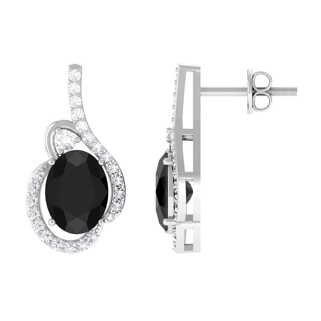 Classic Lab Grown Black Diamond Stud Earrings Lab Created Black Diamond - ( AAAA ) - Quality - Vibrant Grown Labs