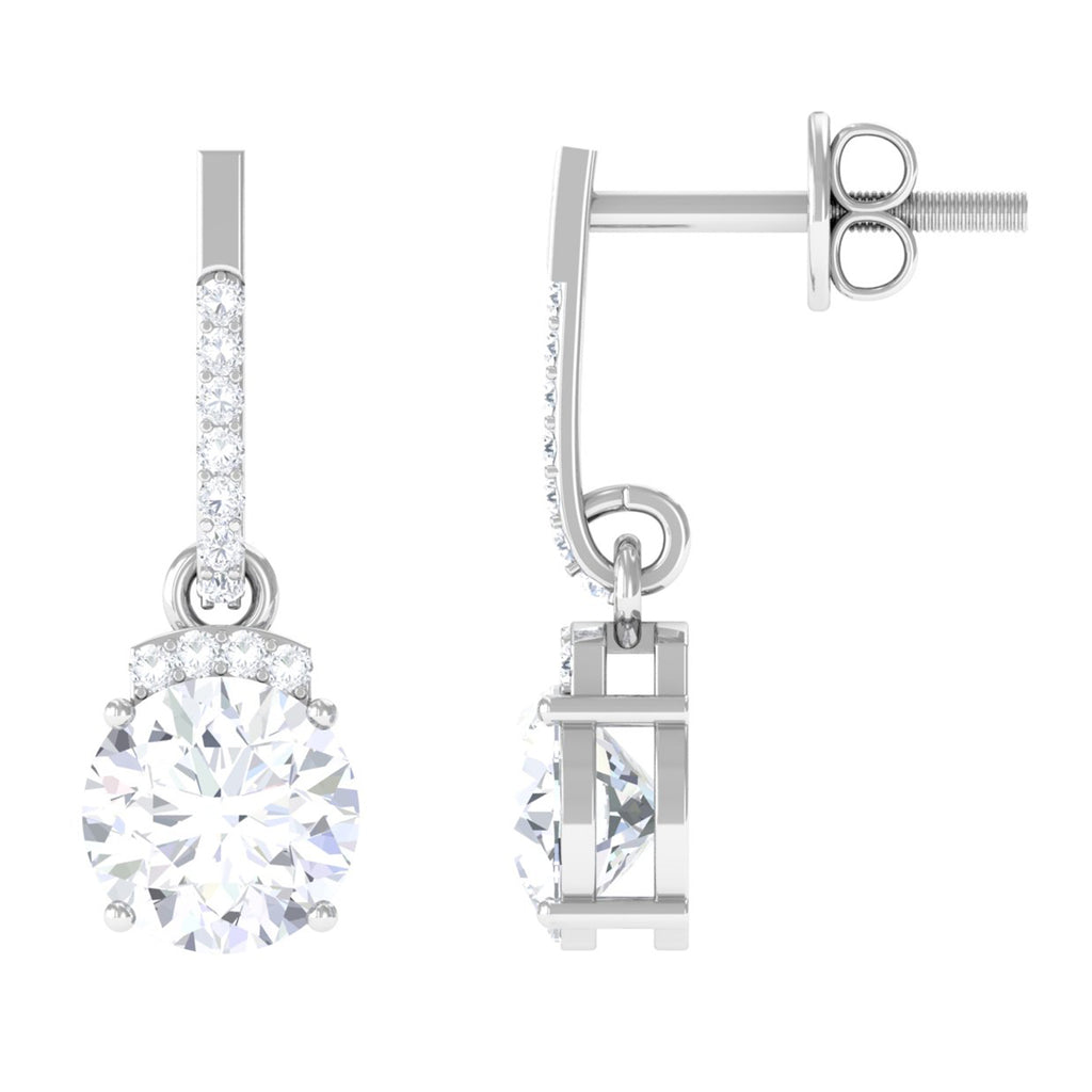 Round Lab Grown Diamond Drop Earrings Lab Grown Diamond - ( EF-VS ) - Color and Clarity - Vibrant Grown Labs