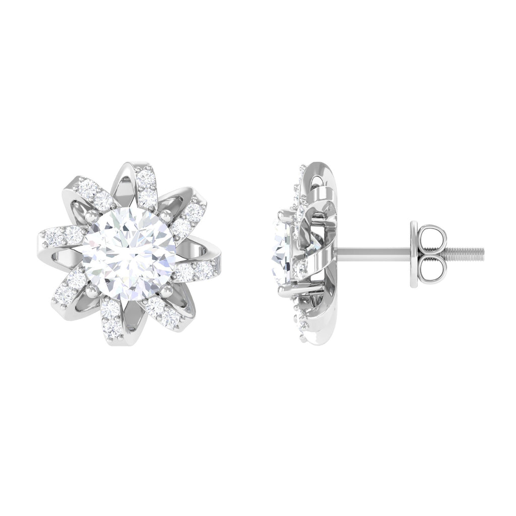 Nature Inspired Stud Earrings with Lab Grown Diamond Lab Grown Diamond - ( EF-VS ) - Color and Clarity - Vibrant Grown Labs