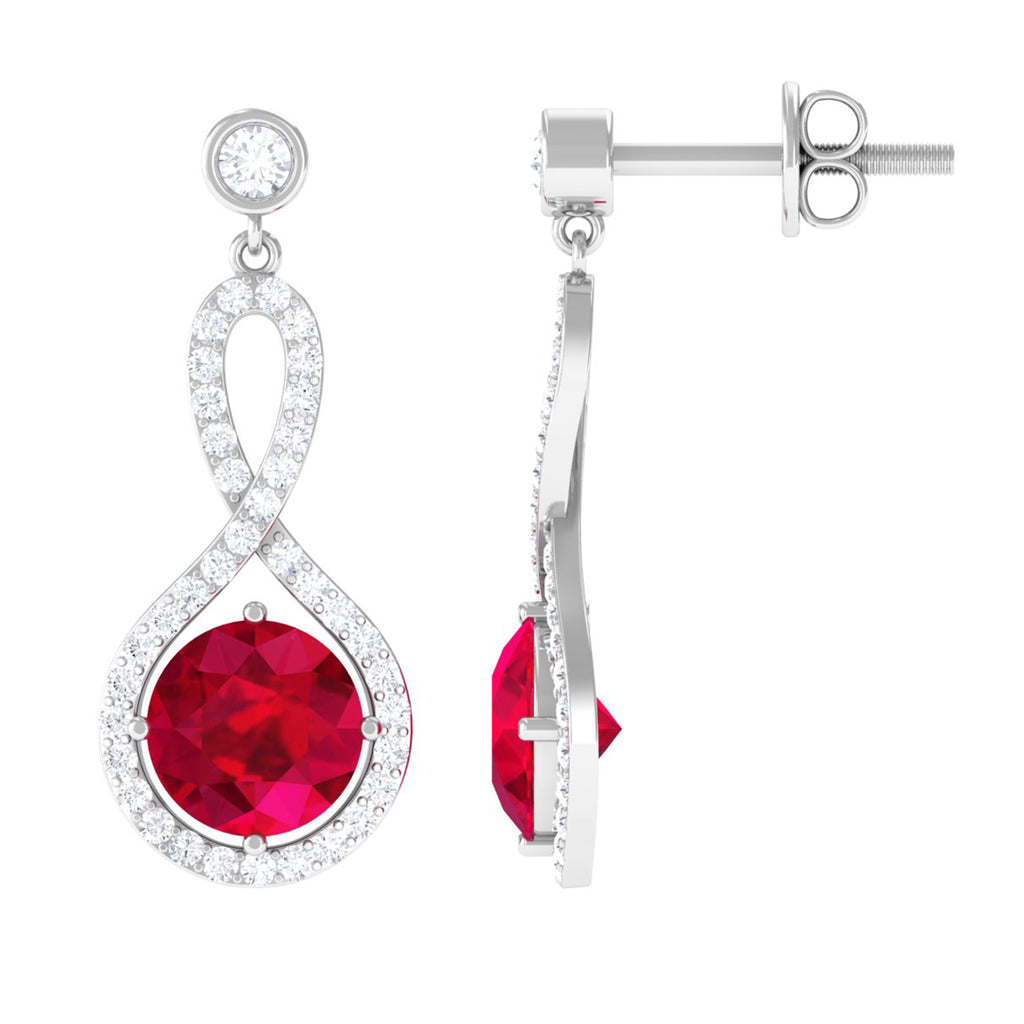Minimal Lab Created Ruby Drop Earrings for Women Lab Created Ruby - ( AAAA ) - Quality - Vibrant Grown Labs