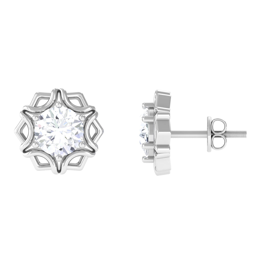 Nature Inspired Floral Stud Earrings with Lab Grown Diamond Lab Grown Diamond - ( EF-VS ) - Color and Clarity - Vibrant Grown Labs