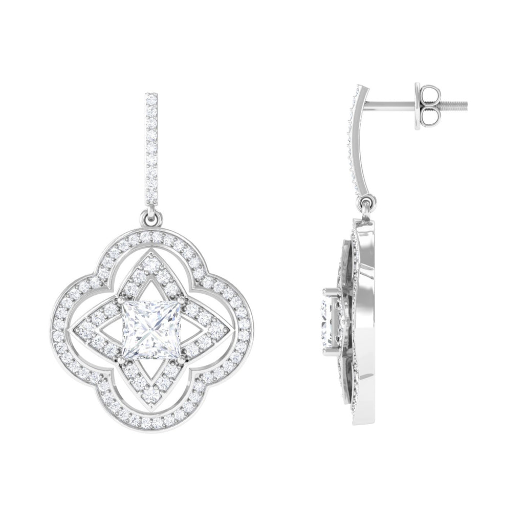 Lab Grown Diamond Floral Drop Earrings Lab Grown Diamond - ( EF-VS ) - Color and Clarity - Vibrant Grown Labs