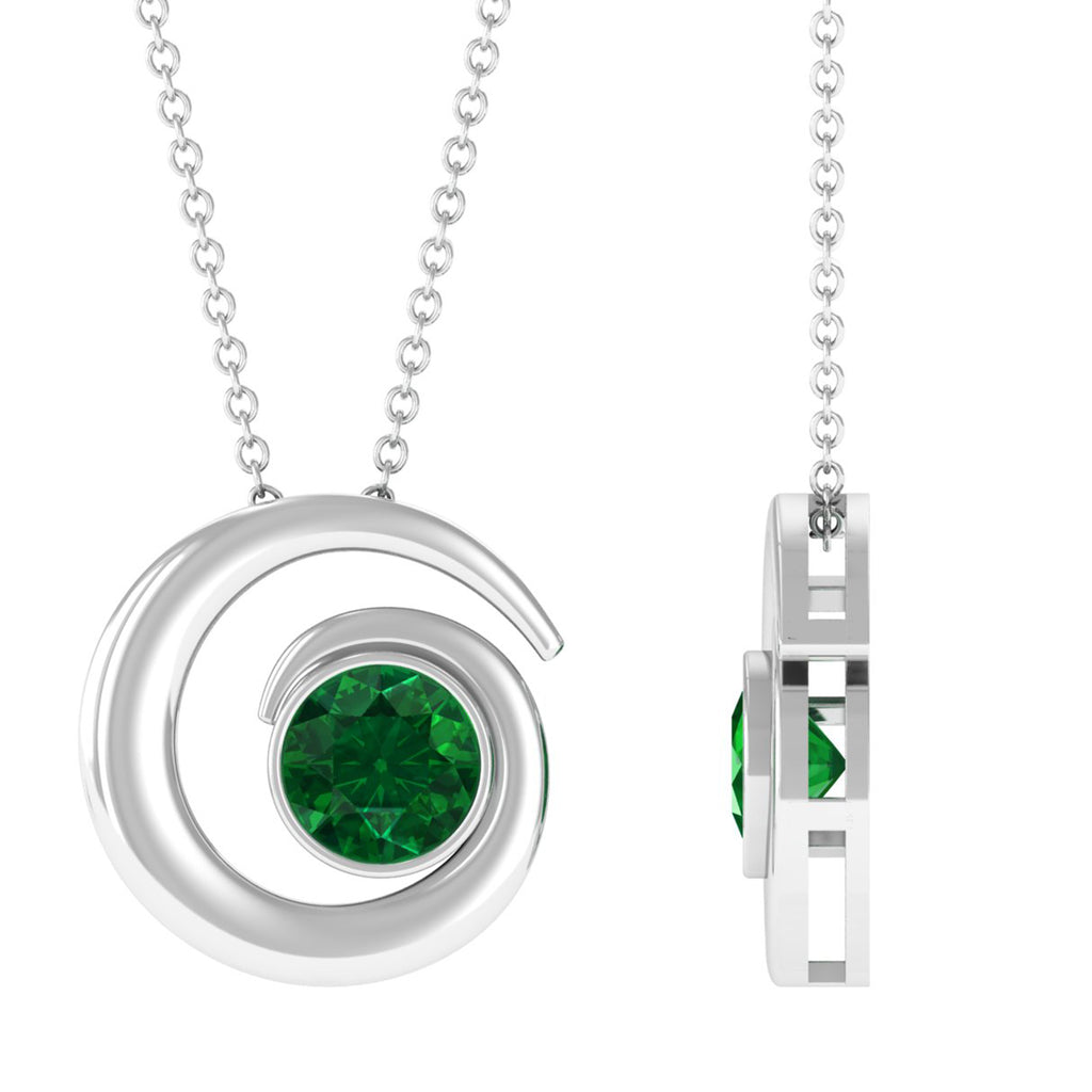 Lab Grown Emerald Solitaire Pendant Necklace Lab Created Emerald - ( AAAA ) - Quality - Vibrant Grown Labs