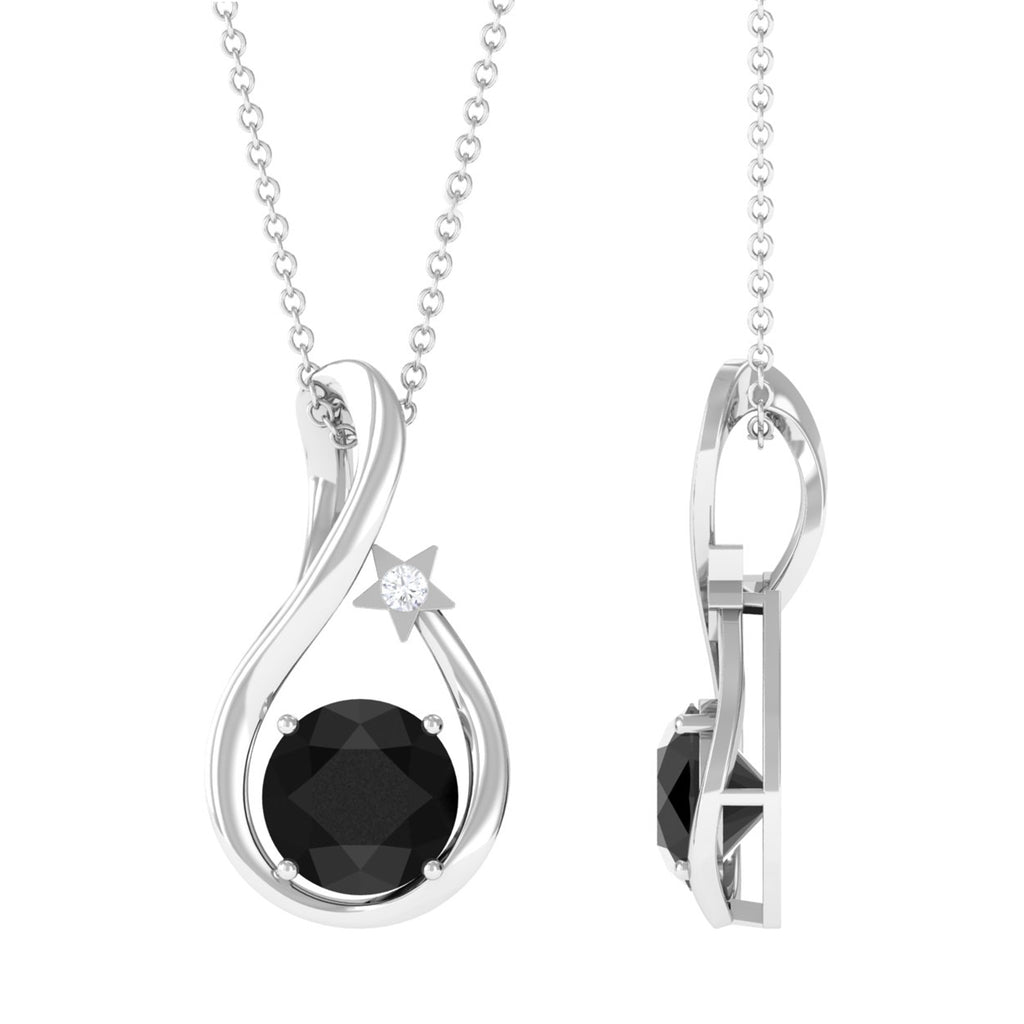 Solitaire Lab Grown Black Diamond Pendant Necklace Lab Created Black Diamond - ( AAAA ) - Quality - Vibrant Grown Labs