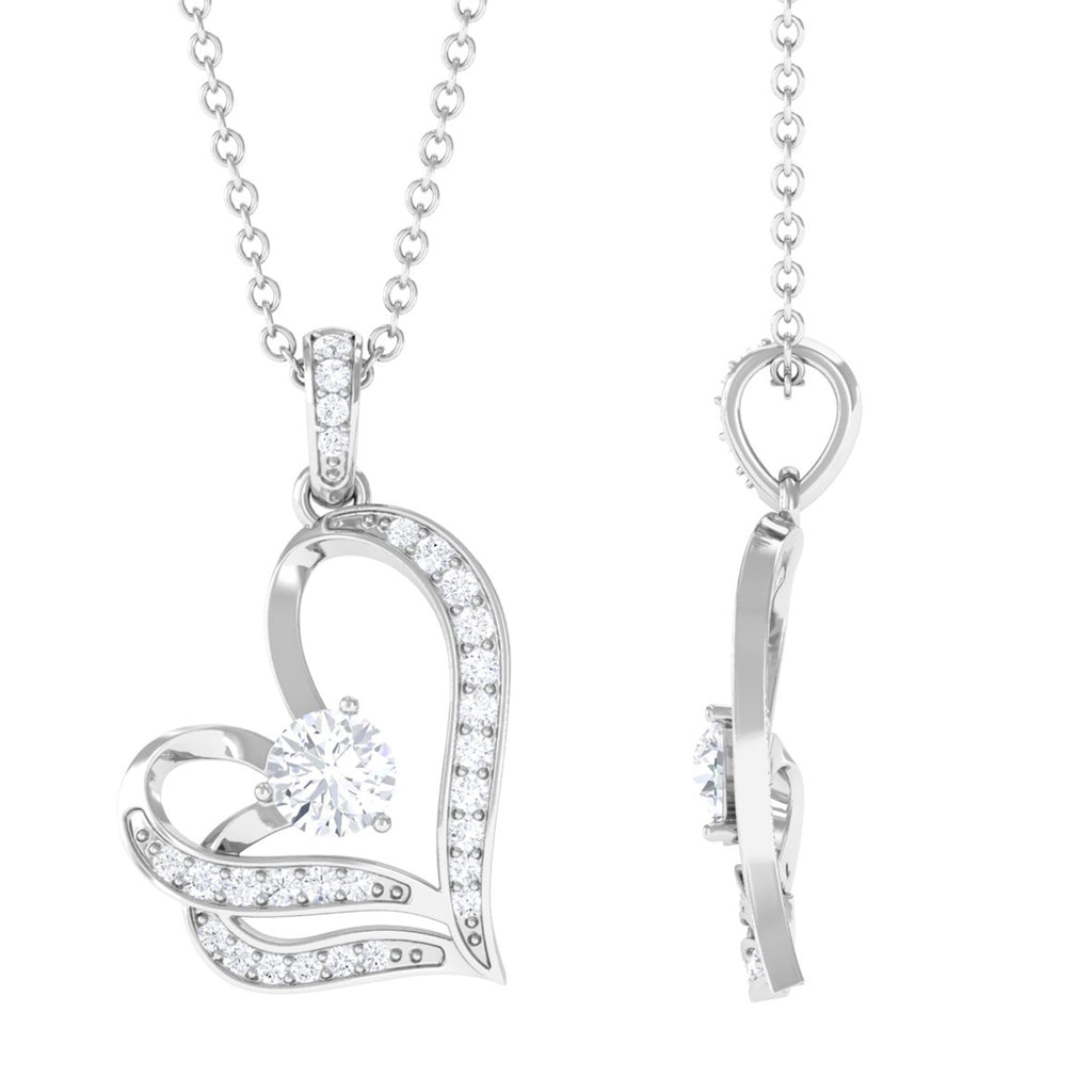 Minimal Heart Pendant Necklace with Lab Grown Diamond Lab Grown Diamond - ( EF-VS ) - Color and Clarity - Vibrant Grown Labs