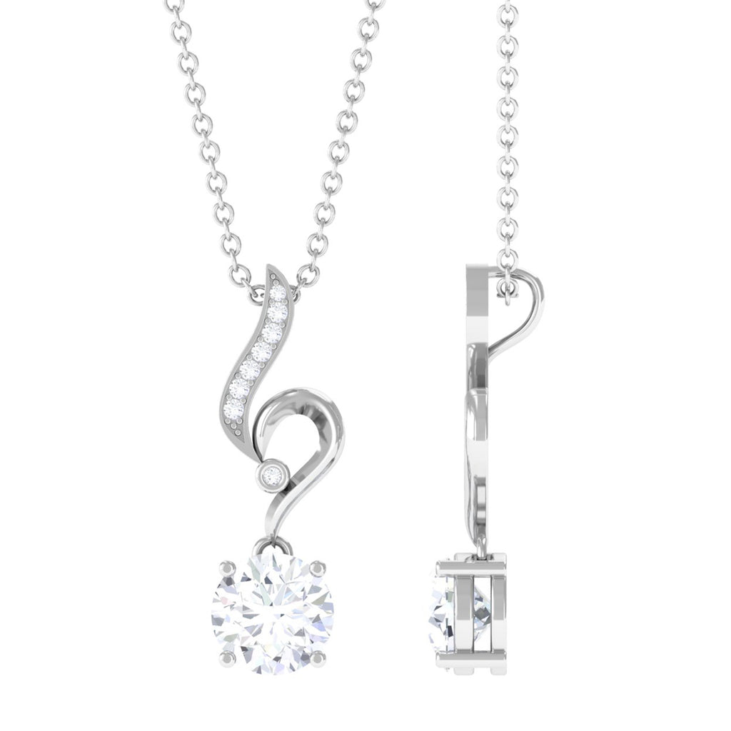 Minimal Lab Grown Diamond Solitaire Pendant Necklace Lab Grown Diamond - ( EF-VS ) - Color and Clarity - Vibrant Grown Labs