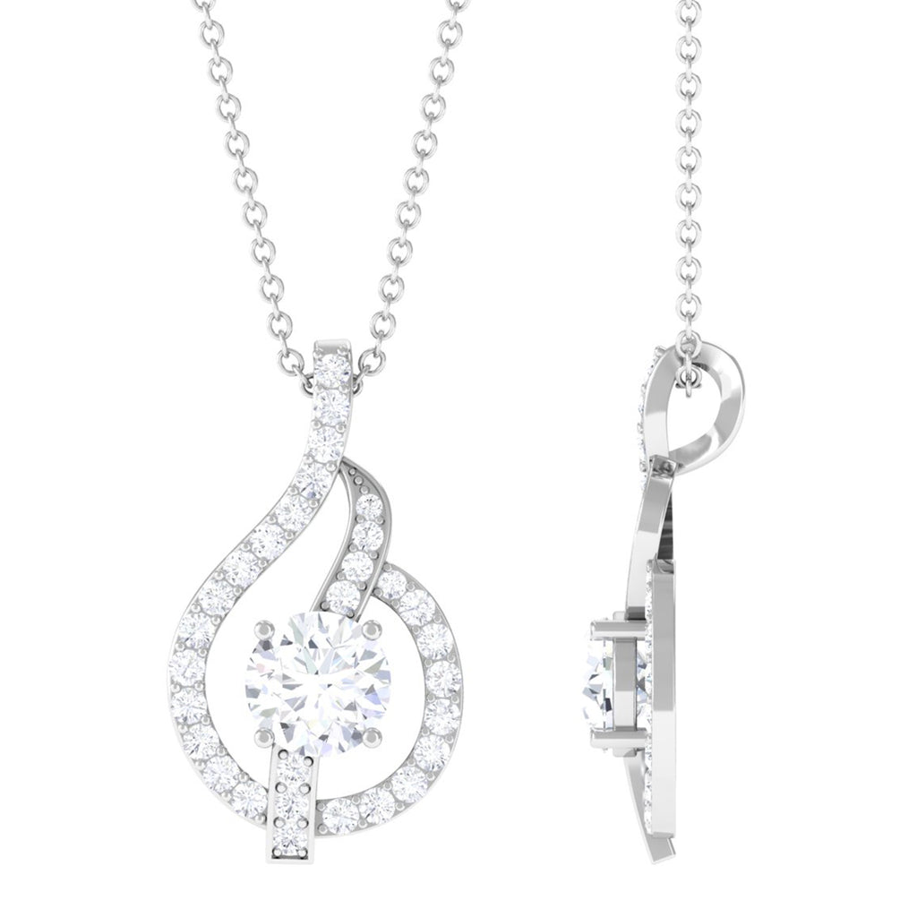 Minimal Leaf Pendant Necklace with Lab Grown Diamond Lab Grown Diamond - ( EF-VS ) - Color and Clarity - Vibrant Grown Labs
