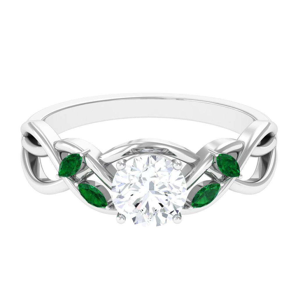 Lab Grown Diamond Solitaire Promise Ring with Created Emerald Lab Grown Diamond - ( EF-VS ) - Color and Clarity - Vibrant Grown Labs