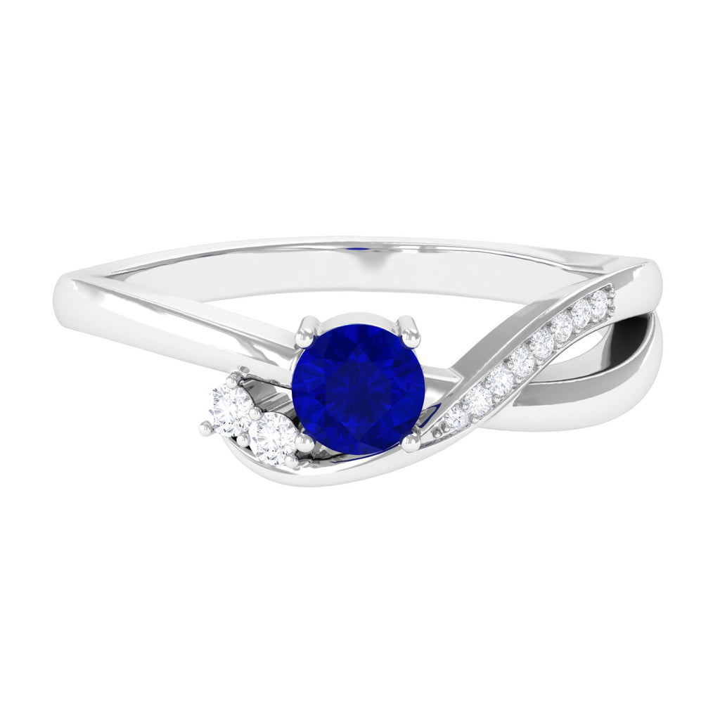 Minimal Lab Grown Blue Sapphire Promise Ring for Women Lab Created Blue Sapphire - ( AAAA ) - Quality - Vibrant Grown Labs