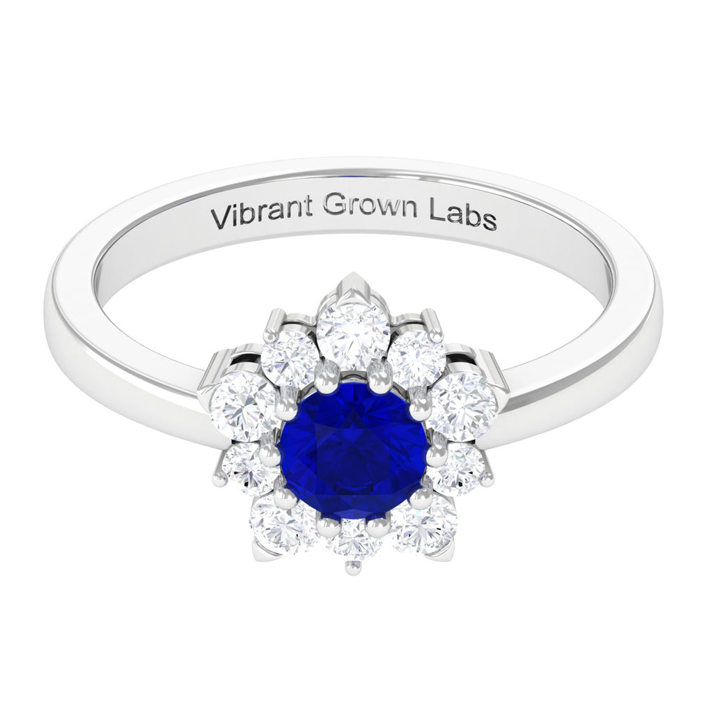 Nature Inspired Lab Created Blue Sapphire Promise Ring Lab Created Blue Sapphire - ( AAAA ) - Quality - Vibrant Grown Labs