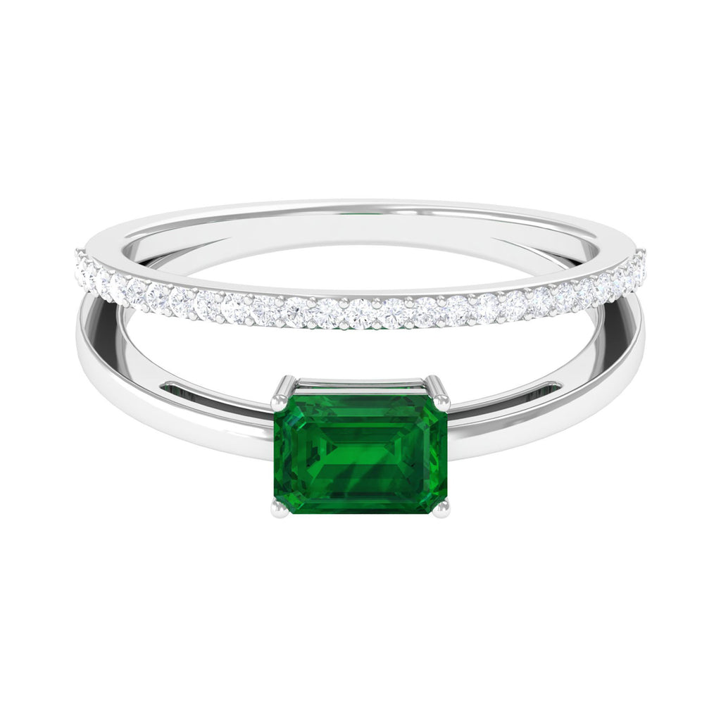 Lab Created Emerald Solitaire Ring for Engagement Lab Created Emerald - ( AAAA ) - Quality - Vibrant Grown Labs