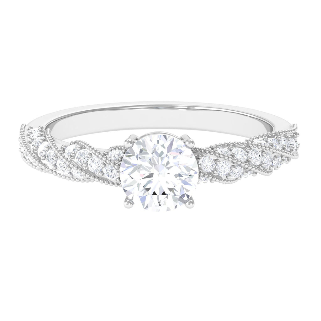 Round Shape Lab Grown Diamond Solitaire Engagement Ring Lab Grown Diamond - ( EF-VS ) - Color and Clarity - Vibrant Grown Labs