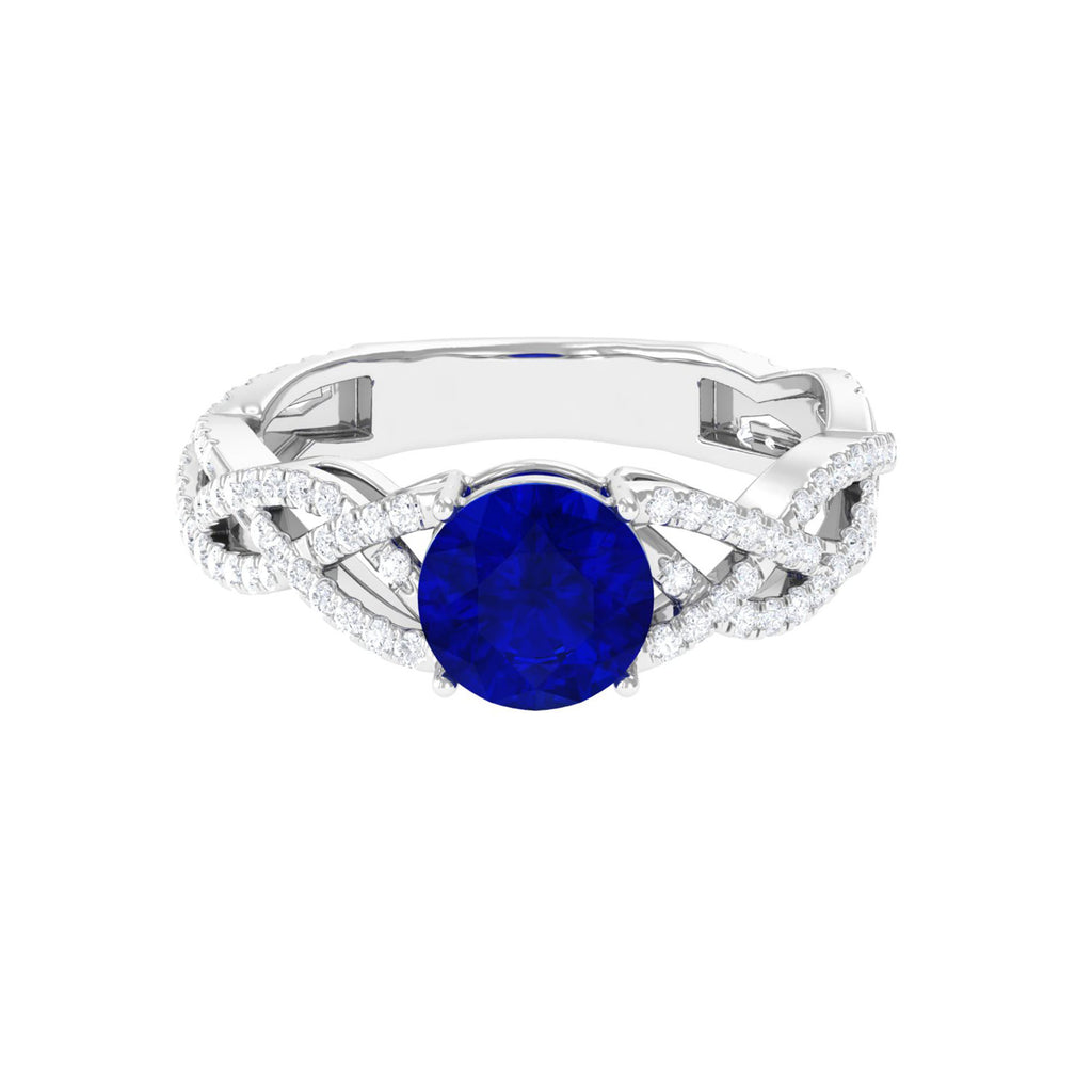Lab Grown Blue Sapphire Solitaire Engagement Ring Lab Created Blue Sapphire - ( AAAA ) - Quality - Vibrant Grown Labs