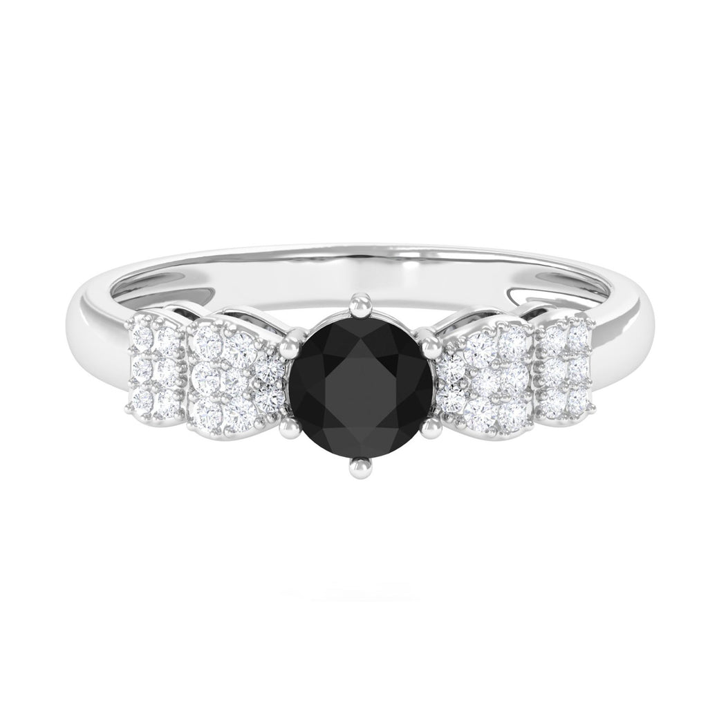 Minimal Lab Grown Black Diamond Promise Ring with Accent Lab Created Black Diamond - ( AAAA ) - Quality - Vibrant Grown Labs