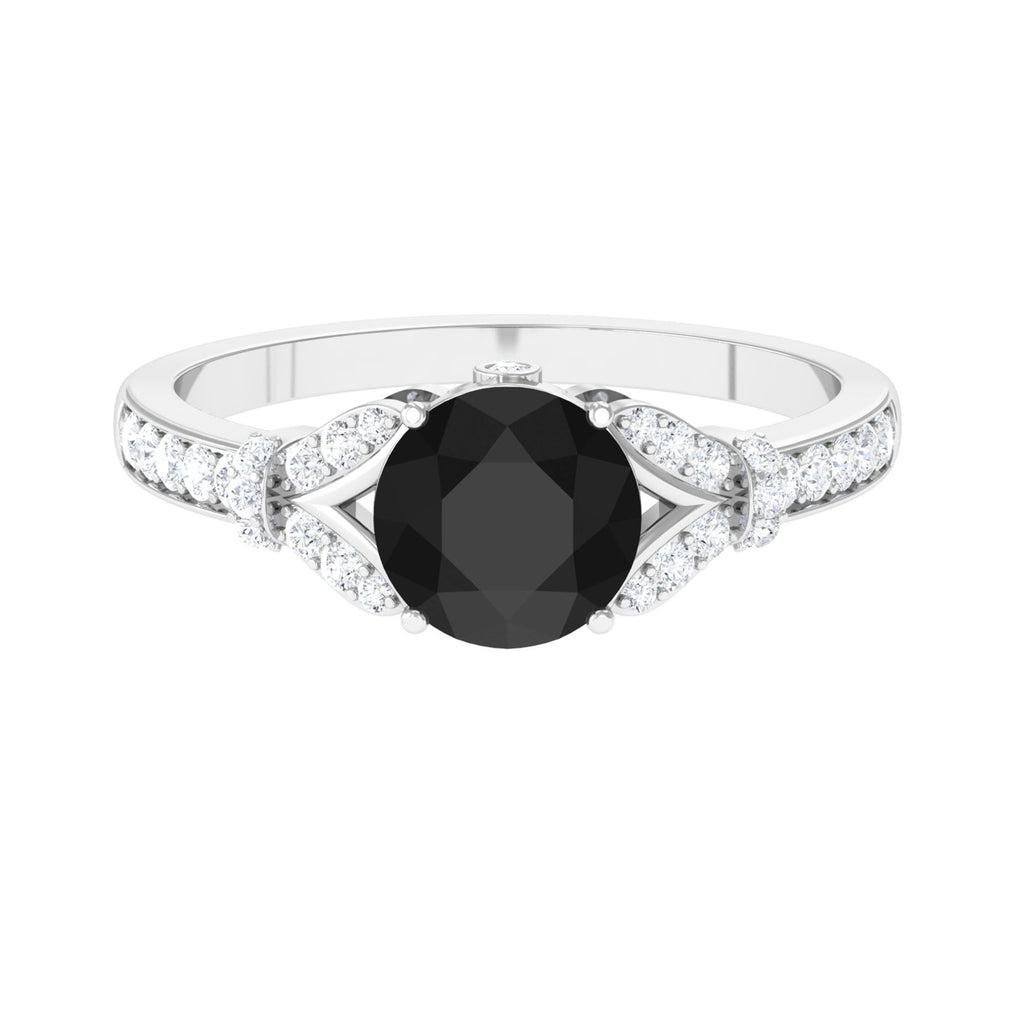 Lab Grown Black Diamond Solitaire Engagement Ring Lab Created Black Diamond - ( AAAA ) - Quality - Vibrant Grown Labs