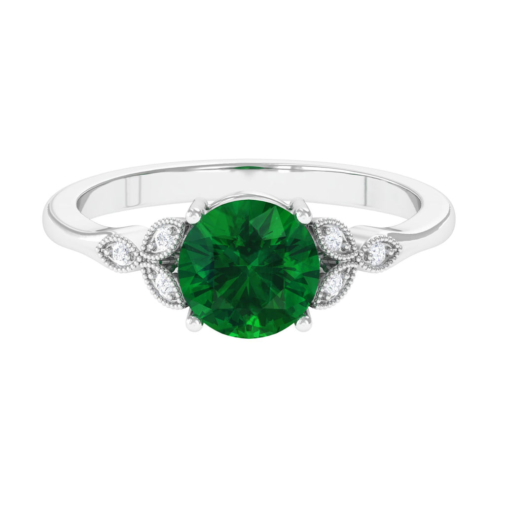 Lab Created Emerald Solitaire Engagement Ring Lab Created Emerald - ( AAAA ) - Quality - Vibrant Grown Labs