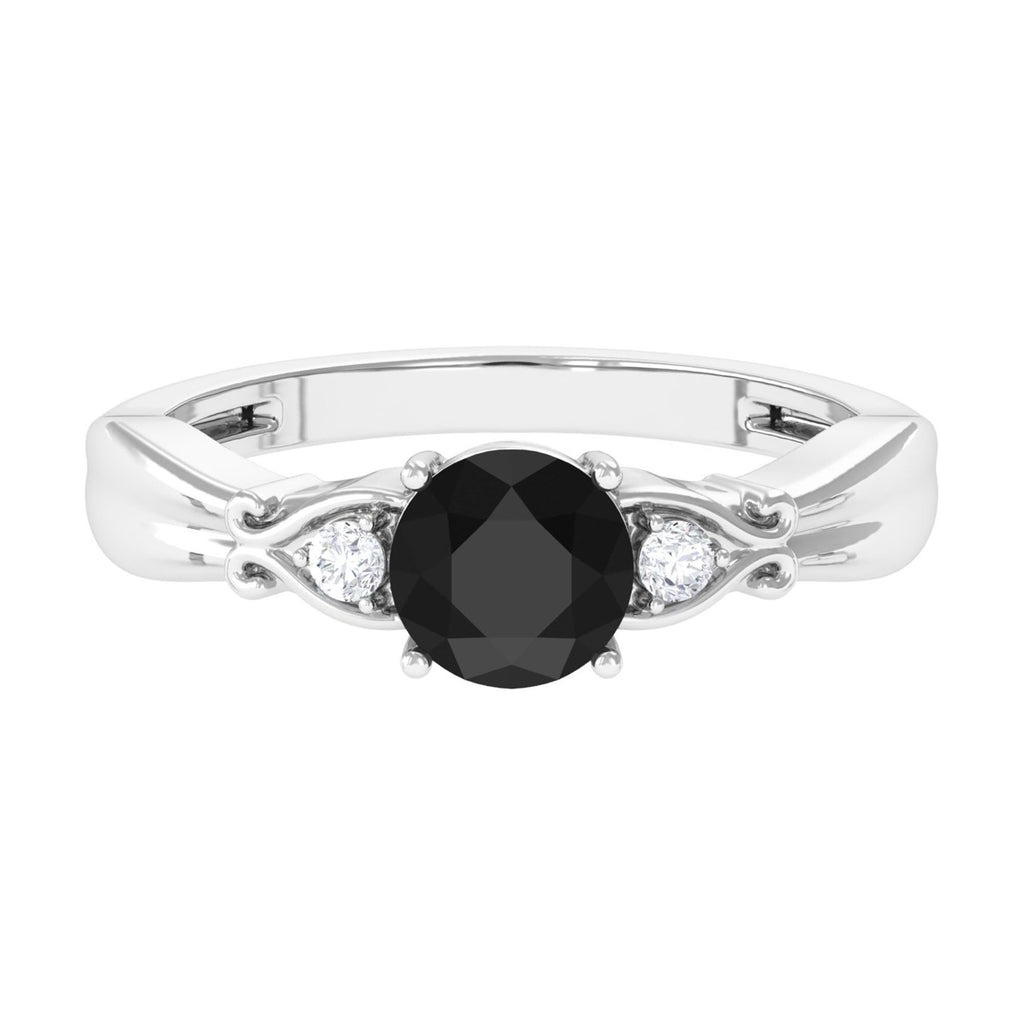 Solitaire Lab Grown Black Diamond Promise Ring Lab Created Black Diamond - ( AAAA ) - Quality - Vibrant Grown Labs