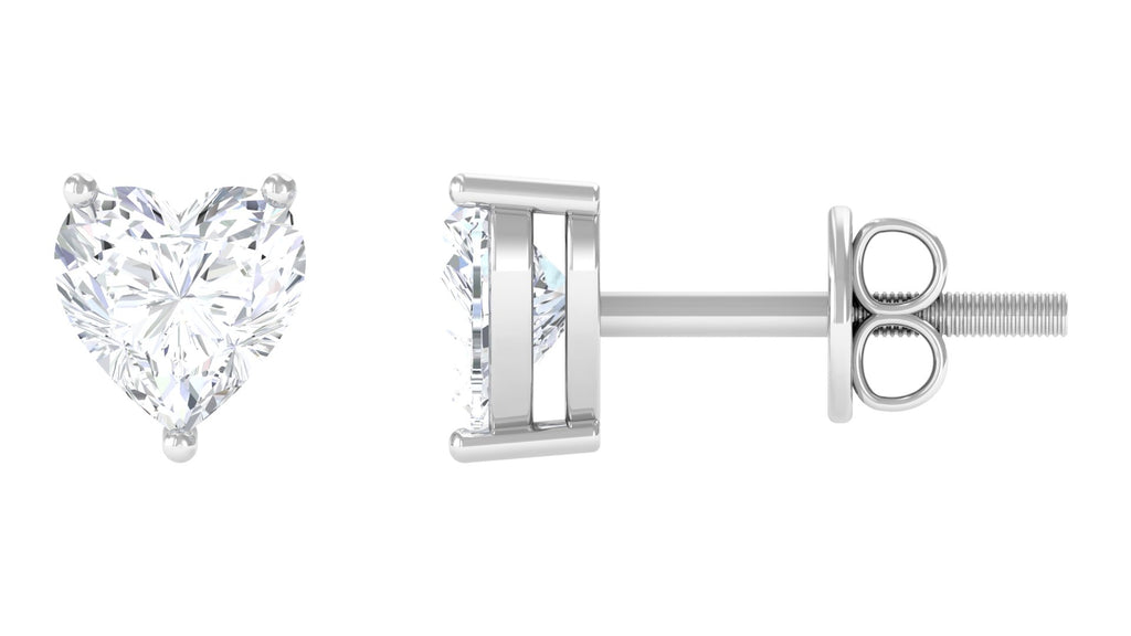 Heart Shape Lab Grown Diamond Solitaire Stud Earrings Lab Grown Diamond - ( EF-VS ) - Color and Clarity - Vibrant Grown Labs