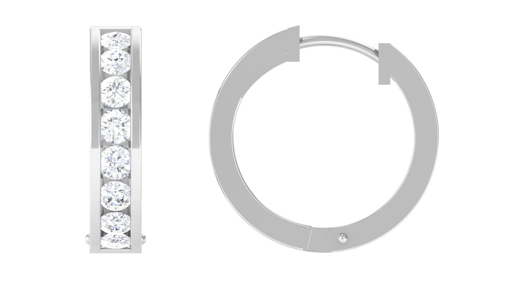 Channel Set Lab Grown Diamond Hoop Earrings Lab Grown Diamond - ( EF-VS ) - Color and Clarity - Vibrant Grown Labs
