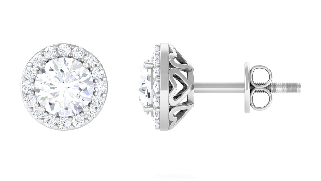 Classic Halo Stud Earrings with Lab Grown Diamond Lab Grown Diamond - ( EF-VS ) - Color and Clarity - Vibrant Grown Labs