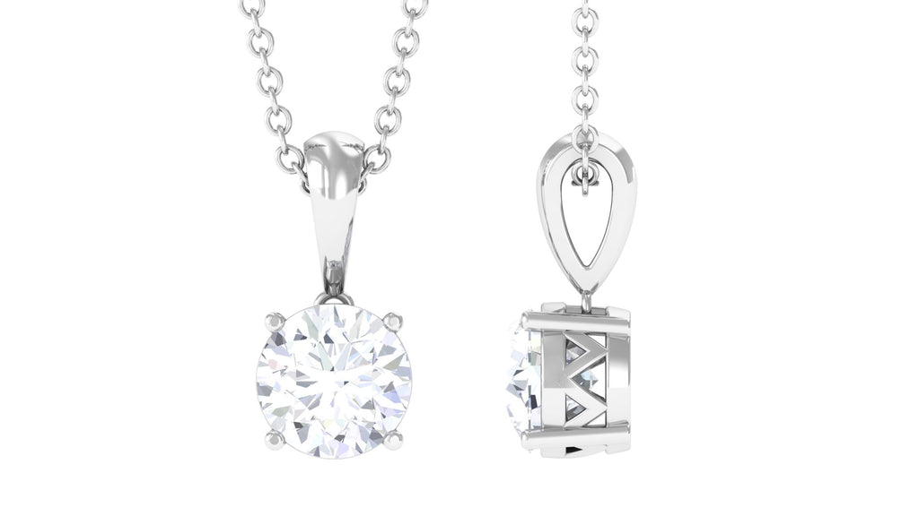 Round Lab Grown Diamond Solitaire Pendant Necklace Lab Grown Diamond - ( EF-VS ) - Color and Clarity - Vibrant Grown Labs