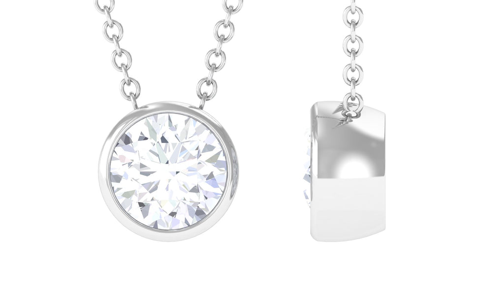 Bezel Set Lab Grown Diamond Solitaire Pendant Necklace Lab Grown Diamond - ( EF-VS ) - Color and Clarity - Vibrant Grown Labs