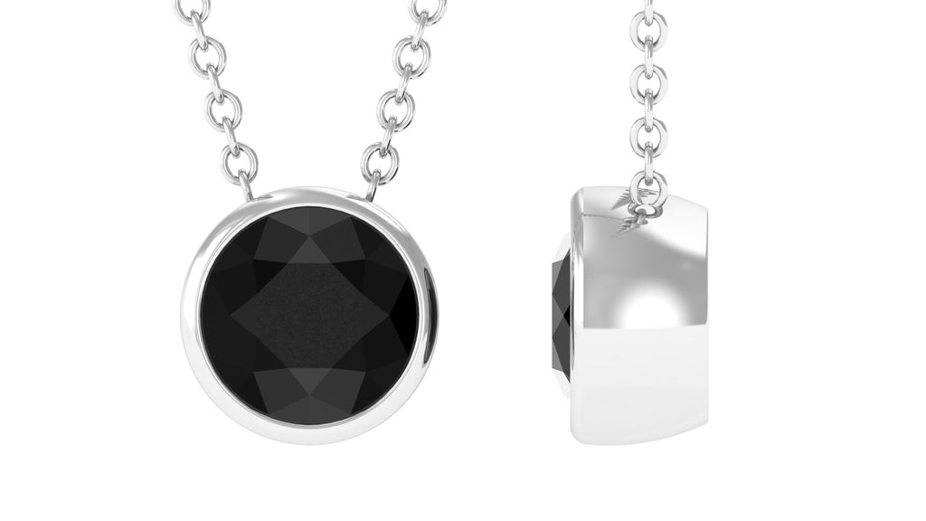 Lab Created Black Diamond Solitaire Necklace Lab Created Black Diamond - ( AAAA ) - Quality - Vibrant Grown Labs