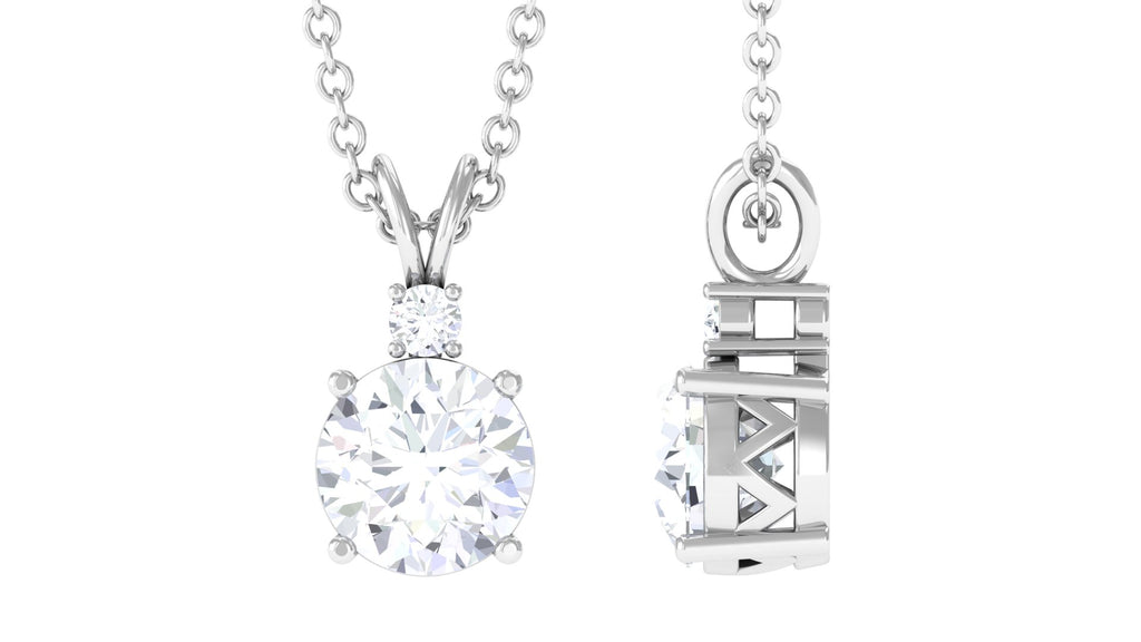 Round Solitaire Lab Grown Diamond Pendant Necklace Lab Grown Diamond - ( EF-VS ) - Color and Clarity - Vibrant Grown Labs