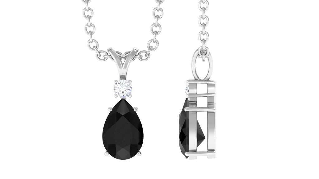 Lab Created Black Diamond Teardrop Pendant Necklace Lab Created Black Diamond - ( AAAA ) - Quality - Vibrant Grown Labs