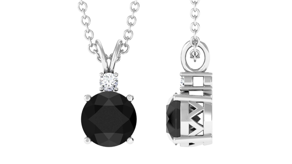 Solitaire Pendant Necklace with Lab Grown Black Diamond Lab Created Black Diamond - ( AAAA ) - Quality - Vibrant Grown Labs