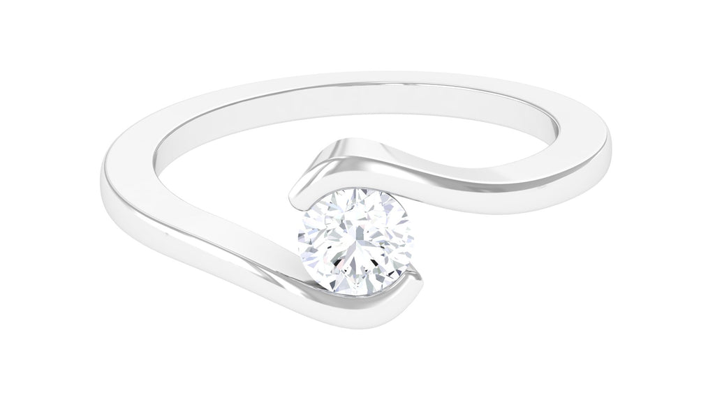Minimalist Lab Grown Diamond Solitaire Bypass Ring Lab Grown Diamond - ( EF-VS ) - Color and Clarity - Vibrant Grown Labs
