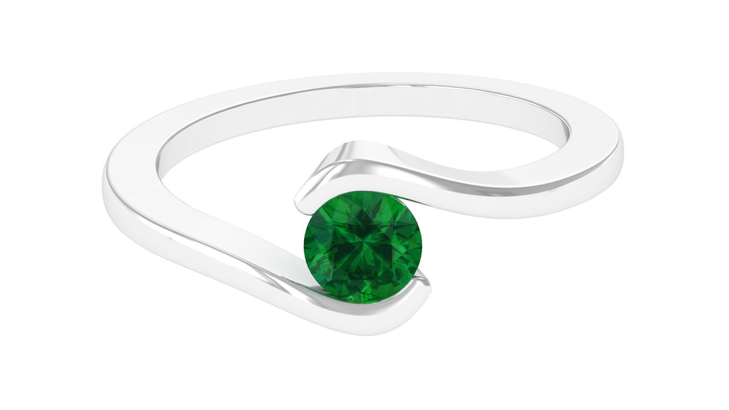 Lab Grown Emerald Solitaire Promise Ring Lab Created Emerald - ( AAAA ) - Quality - Vibrant Grown Labs