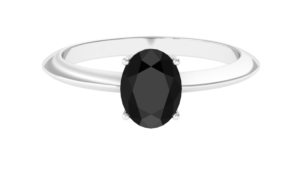 Oval Lab Grown Black Diamond Solitaire Ring Lab Created Black Diamond - ( AAAA ) - Quality - Vibrant Grown Labs