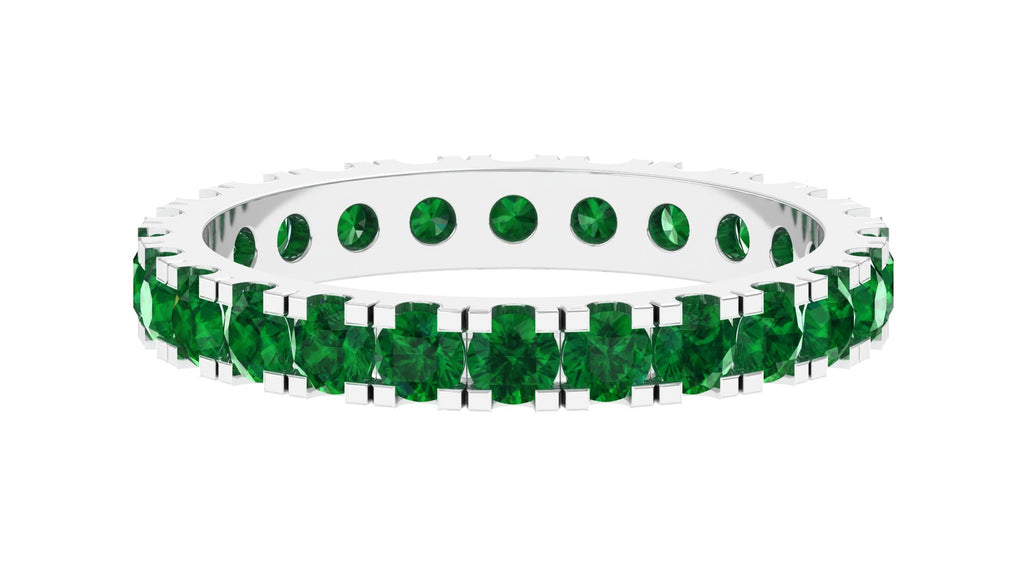 Lab Grown Emerald Wedding Eternity Ring Lab Created Emerald - ( AAAA ) - Quality - Vibrant Grown Labs