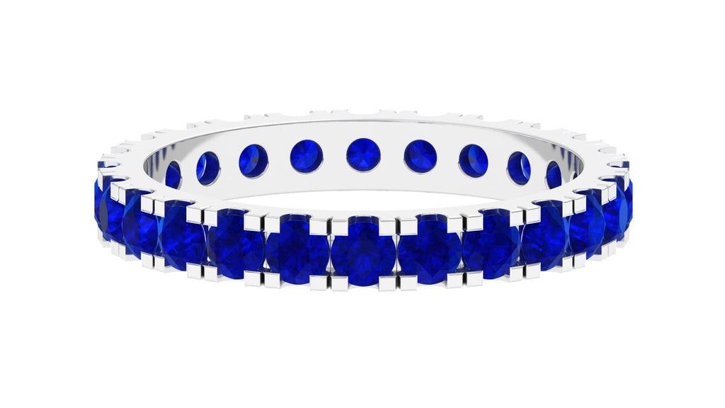 Lab Grown Blue Sapphire Minimal Eternity Band Ring Lab Created Blue Sapphire - ( AAAA ) - Quality - Vibrant Grown Labs