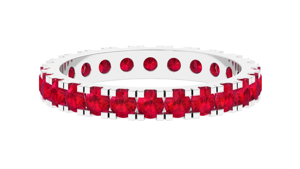 Minimal Lab Grown Ruby Eternity Ring Lab Created Ruby - ( AAAA ) - Quality - Vibrant Grown Labs