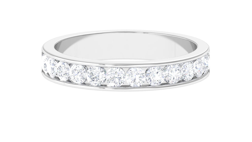 Channel Set Lab Grown Diamond Minimal Wedding Band Ring Lab Grown Diamond - ( EF-VS ) - Color and Clarity - Vibrant Grown Labs