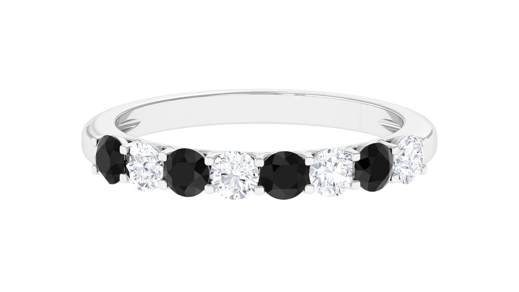Lab Grown Black and White Diamond Band Ring Lab Created Black Diamond - ( AAAA ) - Quality - Vibrant Grown Labs