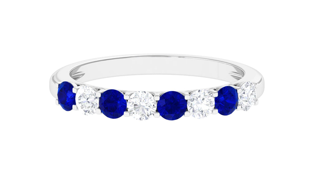 Lab Grown Blue Sapphire Minimal Eternity Ring Lab Created Blue Sapphire - ( AAAA ) - Quality - Vibrant Grown Labs