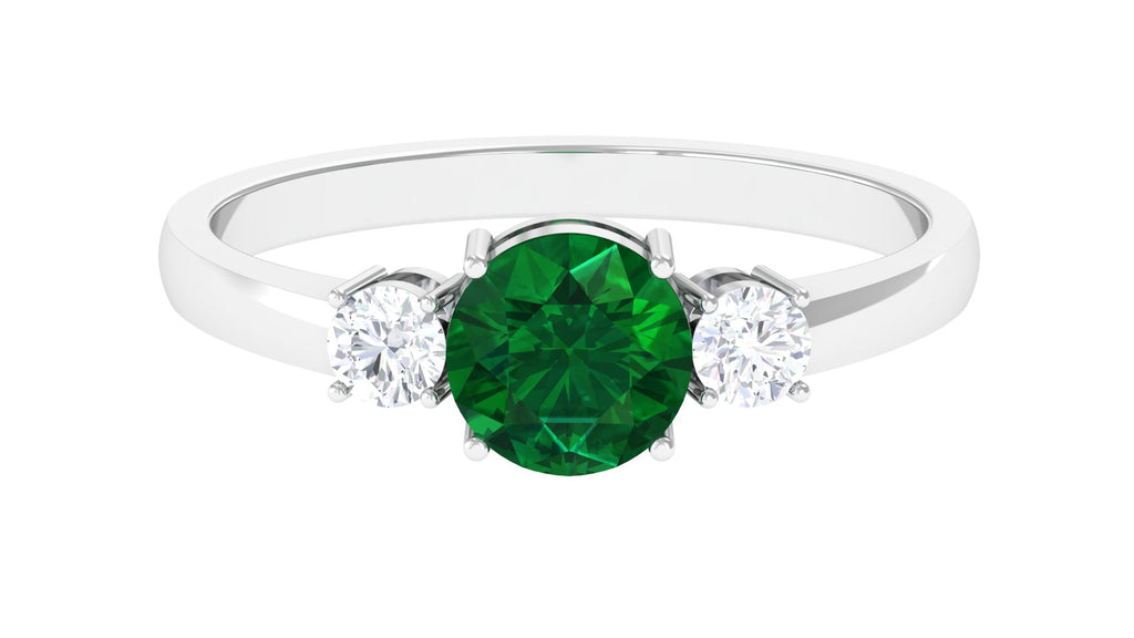Lab Created Emerald Solitaire Promise Ring Lab Created Emerald - ( AAAA ) - Quality - Vibrant Grown Labs