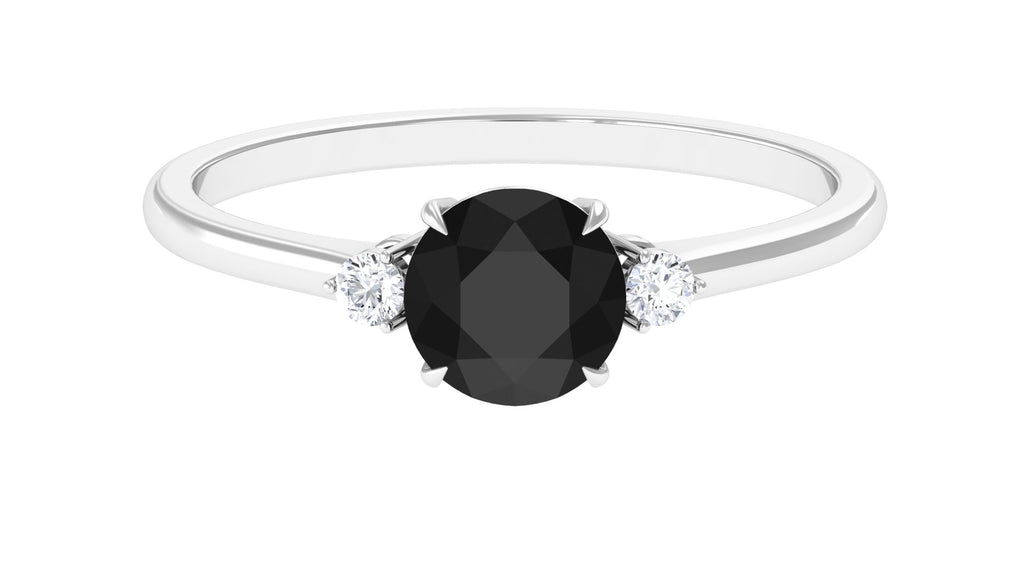 Round Lab Created Black Diamond Solitaire Promise Ring Lab Created Black Diamond - ( AAAA ) - Quality - Vibrant Grown Labs