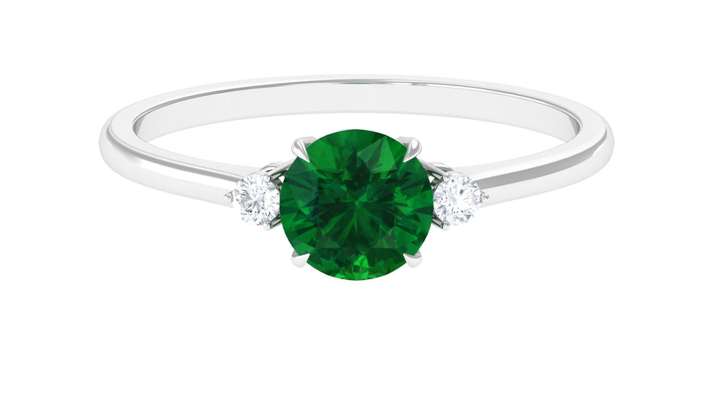 Lab Grown Emerald Minimal Promise Ring Lab Created Emerald - ( AAAA ) - Quality - Vibrant Grown Labs