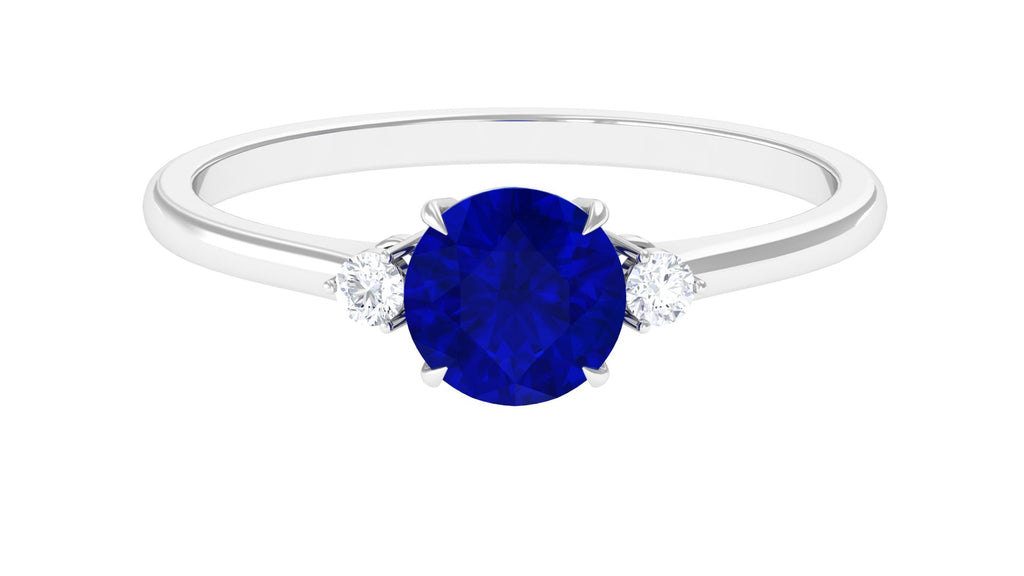 Solitaire Minimal Promise Ring with Lab Grown Blue Sapphire Lab Created Blue Sapphire - ( AAAA ) - Quality - Vibrant Grown Labs