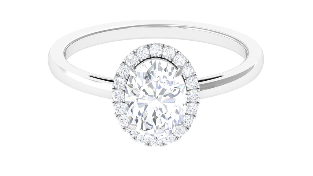 Classic Oval Halo Lab Grown Diamond Engagement Ring Lab Grown Diamond - ( EF-VS ) - Color and Clarity - Vibrant Grown Labs