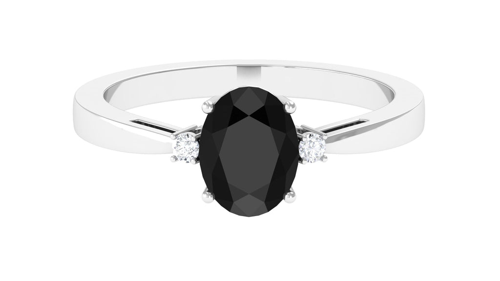 Oval Shape Lab Grown Black Diamond Solitaire Ring Lab Created Black Diamond - ( AAAA ) - Quality - Vibrant Grown Labs