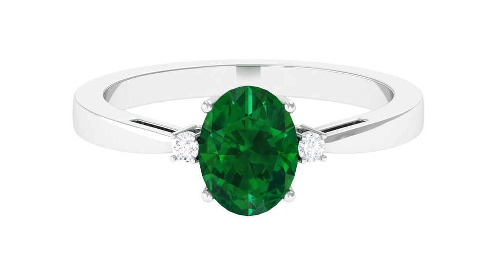 Lab Grown Emerald Solitaire Engagement Ring Lab Created Emerald - ( AAAA ) - Quality - Vibrant Grown Labs