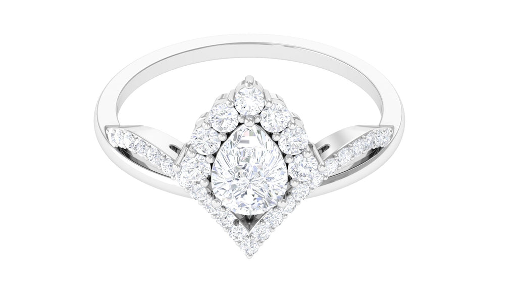 Pear Shape Lab Grown Diamond Designer Engagement Ring Lab Grown Diamond - ( EF-VS ) - Color and Clarity - Vibrant Grown Labs