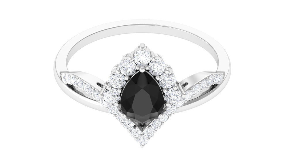 Lab Grown Black Diamond Designer Engagement Ring Lab Created Black Diamond - ( AAAA ) - Quality - Vibrant Grown Labs